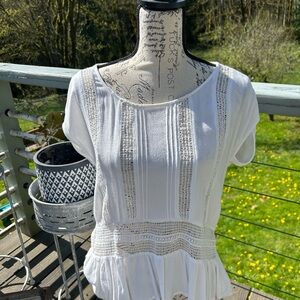 White Lace Detail Women's Top